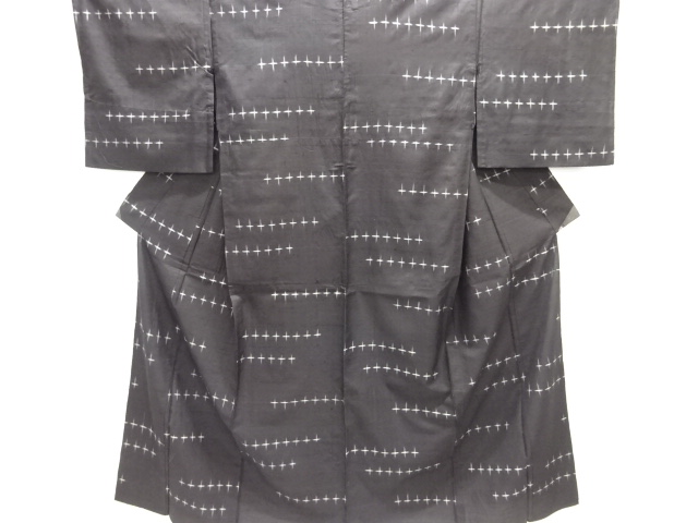 JAPANESE KIMONO / ANTIQUE HITOE KIMONO / TAISHO ROMAN STYLE / SILK / WOVEN CROSS KASURI